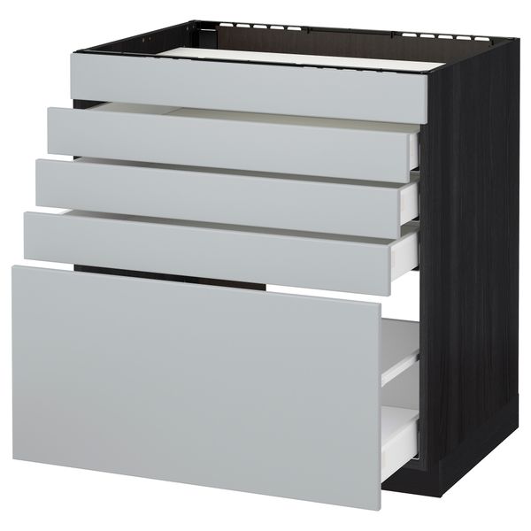 Напольный шкаф для варочной панели, 5 фасадов, 4 ящиков МЕТОД / МАКСИМЕРА, черный, Веддинге серый - схема-чертеж с размерами