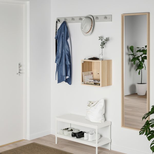 Навесной шкаф со стеклянной дверью, под беленый дуб 35x25x35 см IKEA EKET ЭКЕТ 493.363.55 - фото 2