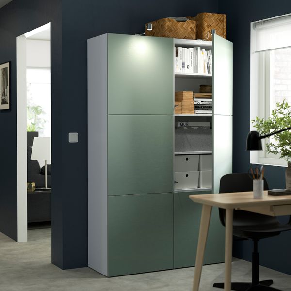 Комбинация для хранения с дверцами, белый/Хёртвикен бледный серо-зеленый 120x42x193 см IKEA BESTÅ БЕСТО 894.357.92 - фото 3