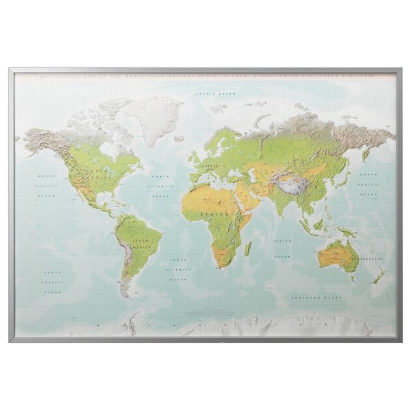 Картина с рамой БЬЁРКСТА, Планета Земля, цвет алюминия (200x140 см) - фото 1