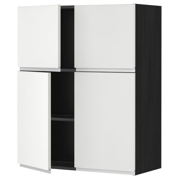 Навесной шкаф с полками, 4 дверцы МЕТОД, черный, Нодста белый (80x100 см) - схема-чертеж с размерами