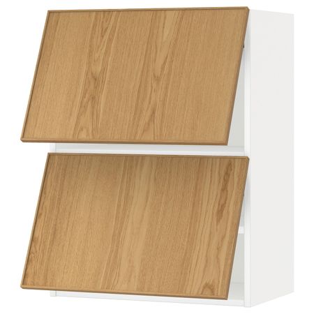 Навесной горизонтальный шкаф/2двери, белый/Экестад дуб 60x80 см IKEA METOD МЕТОД 193.939.22