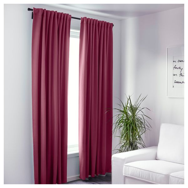 Гардины, блокирующие свет, 1 пара ВЕРНА, темно-красный (145x300 см) - фото 2