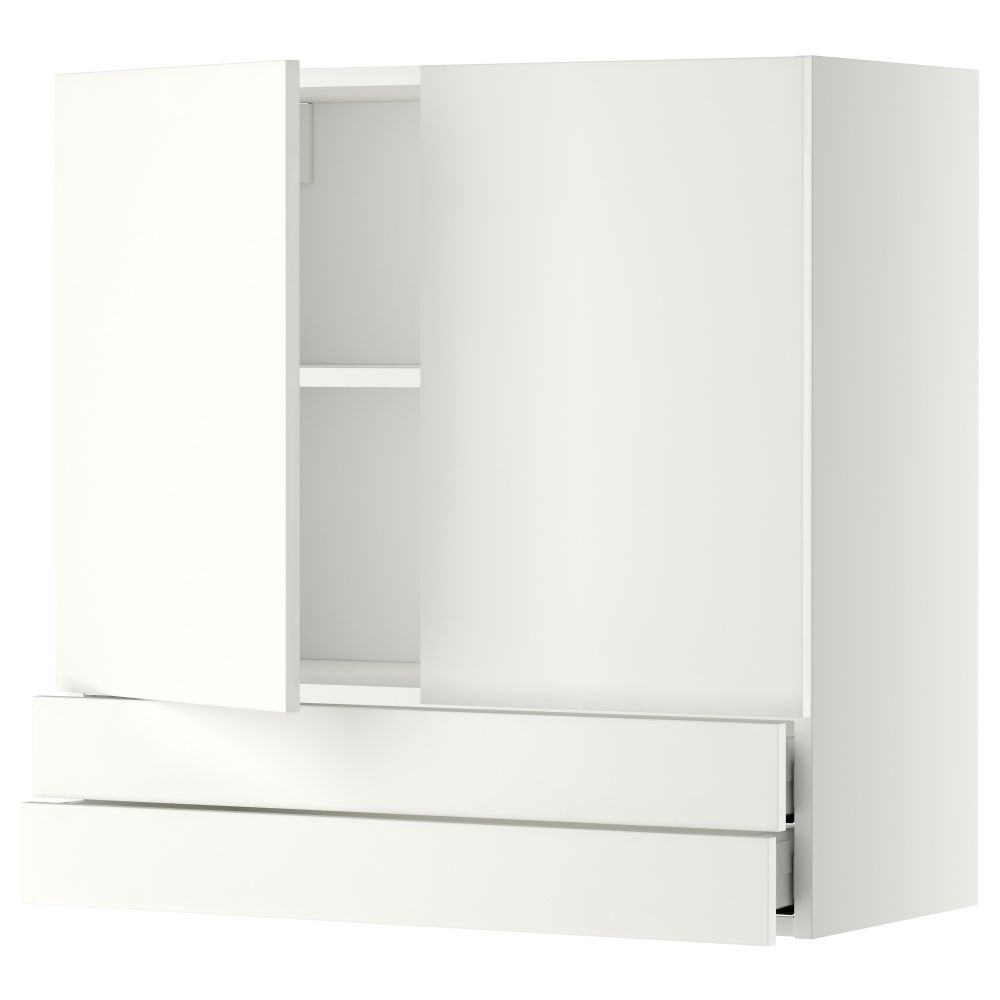 Навесной шкаф, 2 дверцы, 2 ящика МЕТОД / МАКСИМЕРА, белый, Хэггеби белый - фото 1