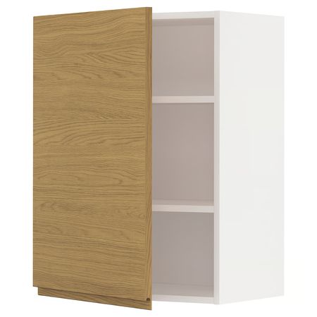 METOD Навесной шкаф с полками - белый/Voxtorp под дуб 60x80 см