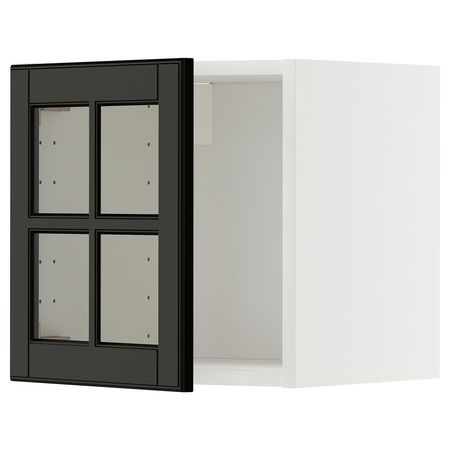 METOD Навесной шкаф со стеклянной дверцей - белый/Bodbyn чёрный 40x40 см