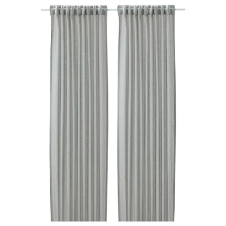 Гардины, 2 шт., белый/серо-зеленый 145x300 см IKEA FJÄDERMOTT ФЬЕДЕРМОТТ 905.045.86