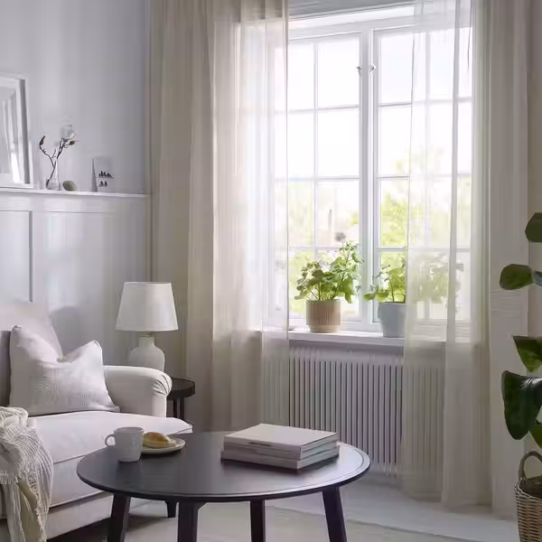 HÄLLEBRÄCKA ХЭЛЛЕБРЭККА Гардины, 2 шт. - светло-бежевый/с лентой 145x300 см - фото 2