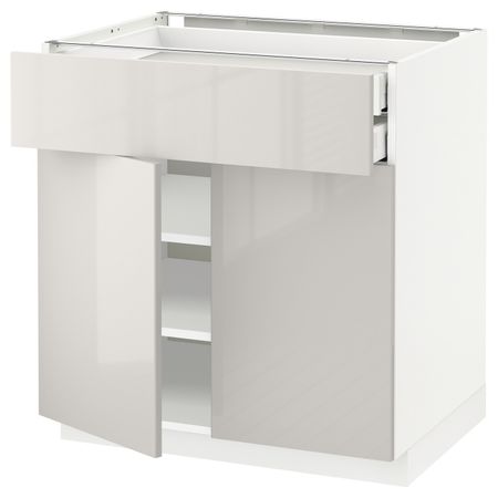 Напольный шкаф/2дверцы/2ящика, белый/Рингульт светло-серый 80x60 см IKEA METOD МЕТОД / MAXIMERA МАКСИМЕРА 292.354.56