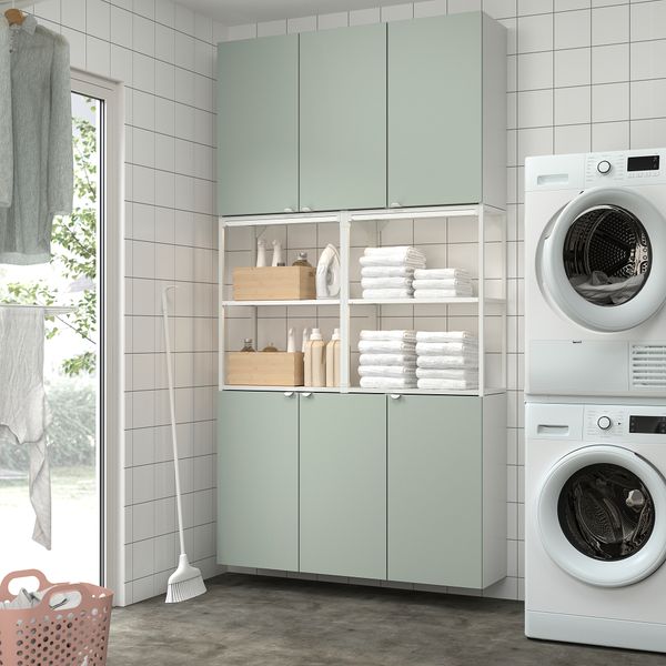 Комбинация для хранения, белый, бледный серо-зеленый, 120x32x225 см IKEA BEGIVENHET БЕГИВЕНХЕТ 294.973.11 - фото 3