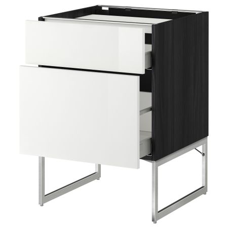 Напольный шкаф, 2 фронтальных панели, 3 ящика МЕТОД / МАКСИМЕРА, черный, Рингульт белый