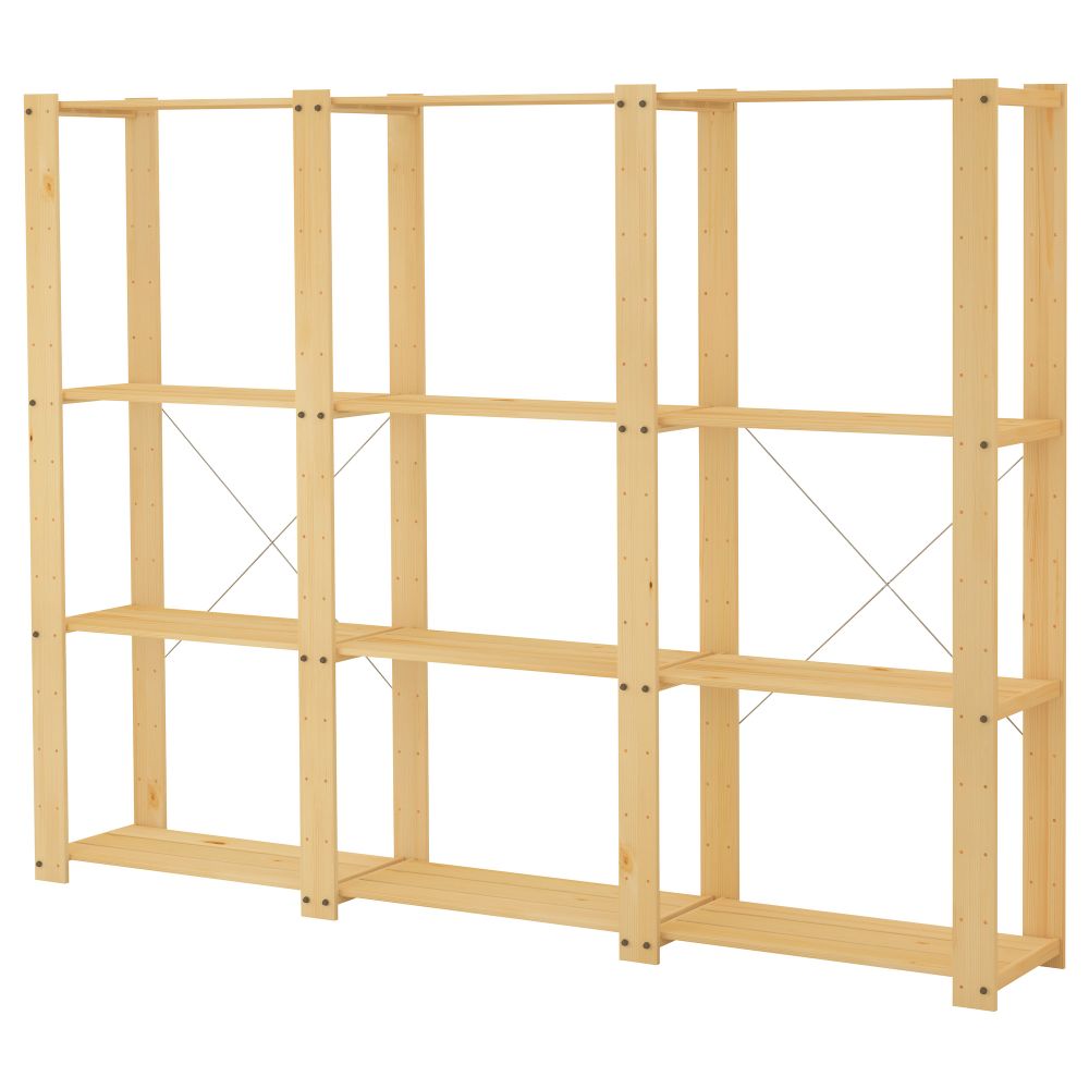 3 секции, полки ГОРМ, хвойное дерево (239x35x174 см) - схема-чертеж с размерами