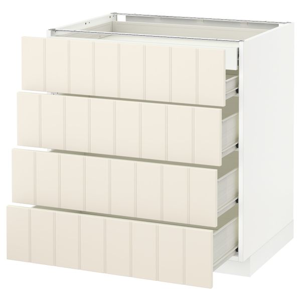Напольный шкаф 4 фронтальных, 2 низких, 3 средних ящ, белый/Хитарп белый с оттенком 80x60 см IKEA МЕТОД / ФОРВАРА 692.619.00 - фото 1