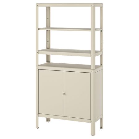 Стеллаж с 1 шкафчиком, бежевый 80x37x161 см IKEA KOLBJÖRN КОЛЬБЬЁРН 492.916.44