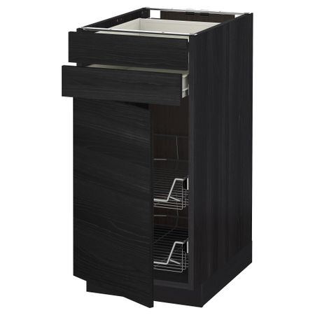 Напольный шкаф, дверца, 2 ящика, проволочных корзин МЕТОД / ФОРВАРА, черный, Тингсрид черный