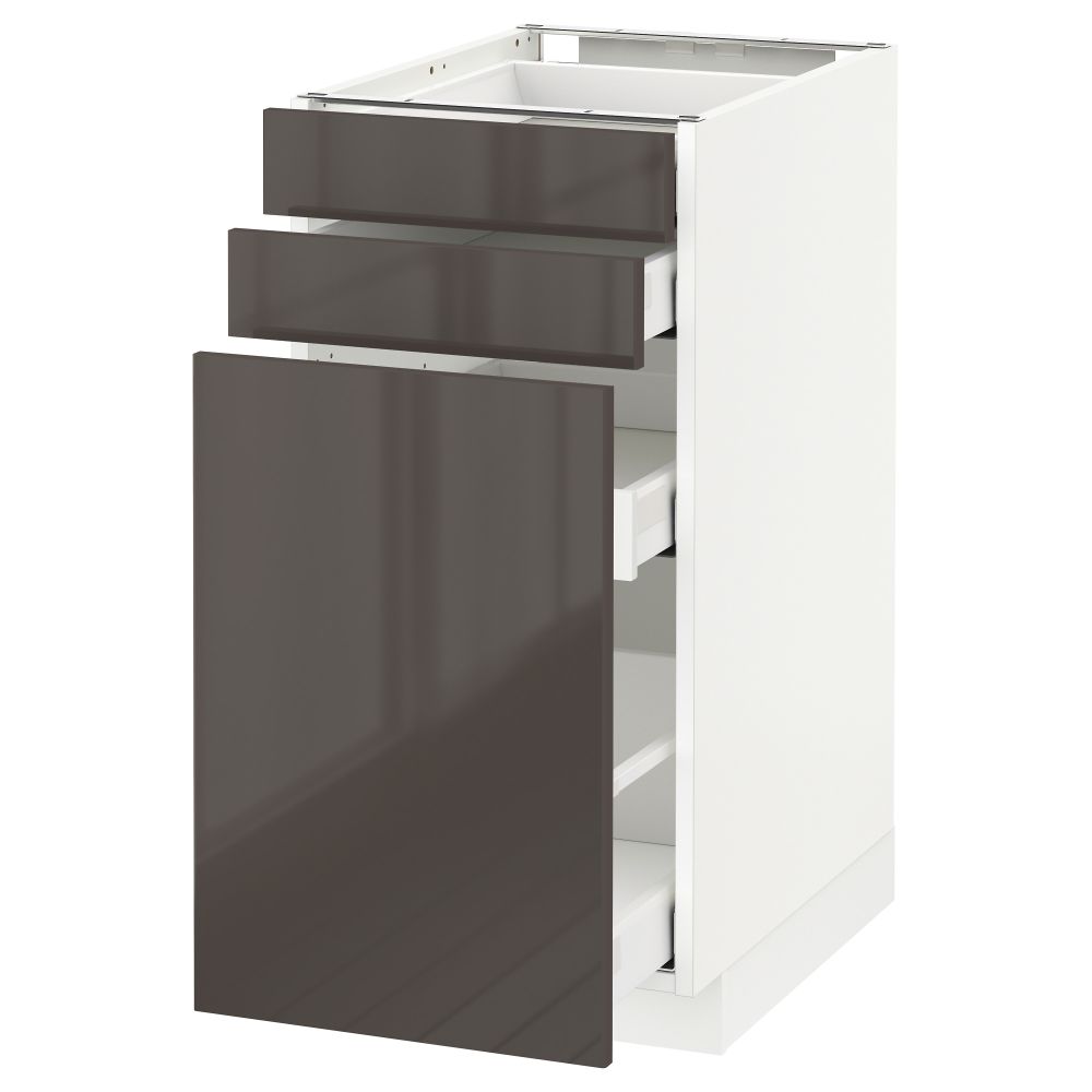 Напольный шкаф с выдвижными модулями, 2 фронтальные панели МЕТОД / МАКСИМЕРА, белый, Рингульт серый - схема-чертеж с размерами