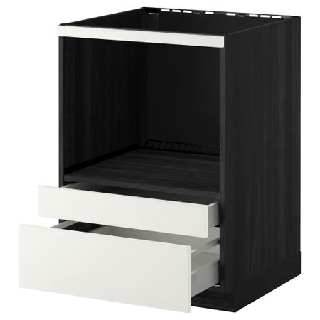 Напольный шкаф для комбинирования СВЧ, ящики МЕТОД / МАКСИМЕРА, черный, Хэггеби белый (60x60 см)