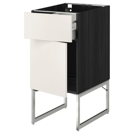Напольный шкаф с ящиком, дверью МЕТОД / МАКСИМЕРА, черный, Веддинге белый
