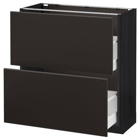 Напольный шкаф с 2 ящиками, черный/Кунгсбакка антрацит 80x37 см IKEA МЕТОД / МАКСИМЕРА 992.206.30