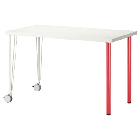 Стол ЛИННМОН / КРИЛЛЕ, белый, красный (120x60 см)