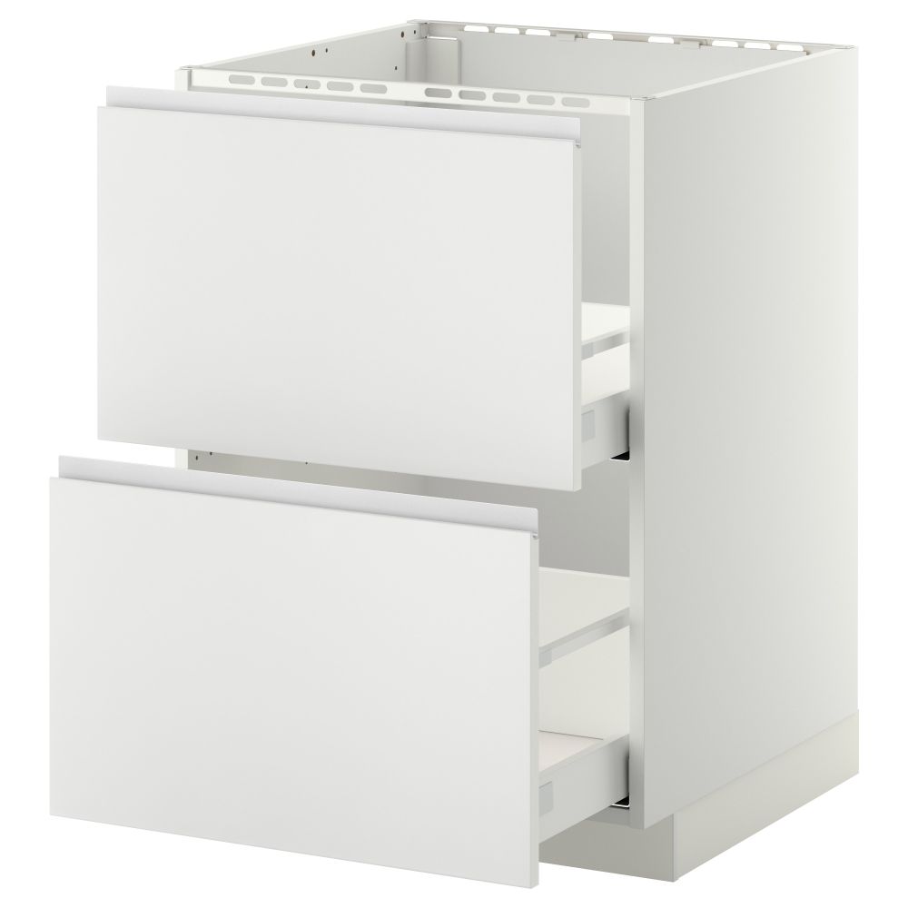 Напольный шкаф под мойку + 2 фронтальных панели, 2 ящика МЕТОД / МАКСИМЕРА, белый, Нодста белый - схема-чертеж с размерами
