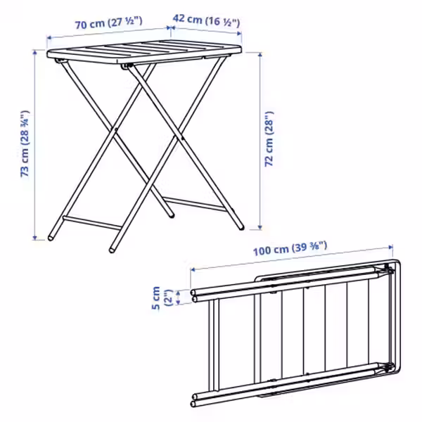 TORPARÖ Садовый стол+2 складных стула - складной белый/белый 70x42 см - фото 3