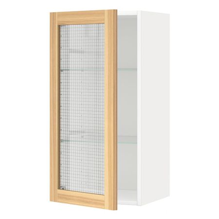 Навесной шкаф/полки/стеклян дверца, белый/Торхэмн ясень 40x80 см IKEA METOD МЕТОД 894.446.02
