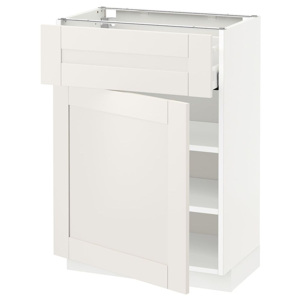 Напольный шкаф с ящиком/дверью, белый/Сэведаль белый 60x37 см IKEA METOD МЕТОД / MAXIMERA МАКСИМЕРА 592.387.07 - фото 1