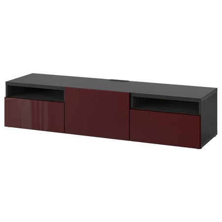 Тумба под ТВ, черно-коричневый Сельсвикен, глянцевый темный красно-коричневый, 180x42x39 см IKEA БЕСТО 992.985.96