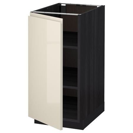 Напольный шкаф с полками, черный, Воксторп глянцевый светло-бежевый 40x60 см IKEA МЕТОД 792.245.49