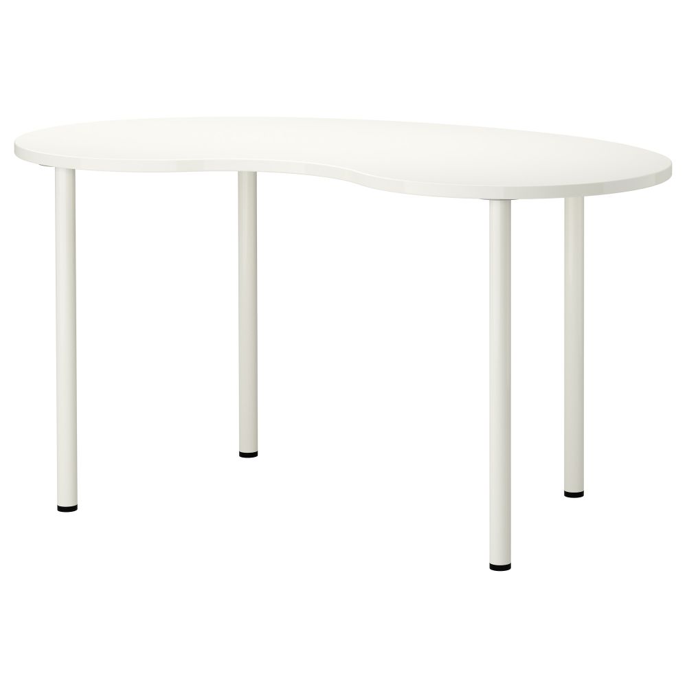 Стол ХИССМОН / АДИЛЬС, в форме кешью, белый (140x75 см) - фото 1