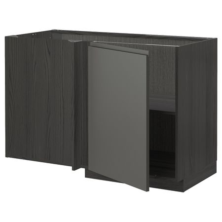 Угловой напольный шкаф с полкой, черный/Воксторп темно-серый 128x68 см IKEA МЕТОД 993.107.01