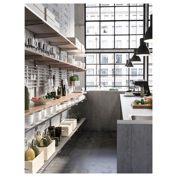 Накладная шина/полка/решетка, нержавеющая сталь/ясень IKEA KUNGSFORS КУНГСФОРС 892.543.43 - схема-чертеж с размерами