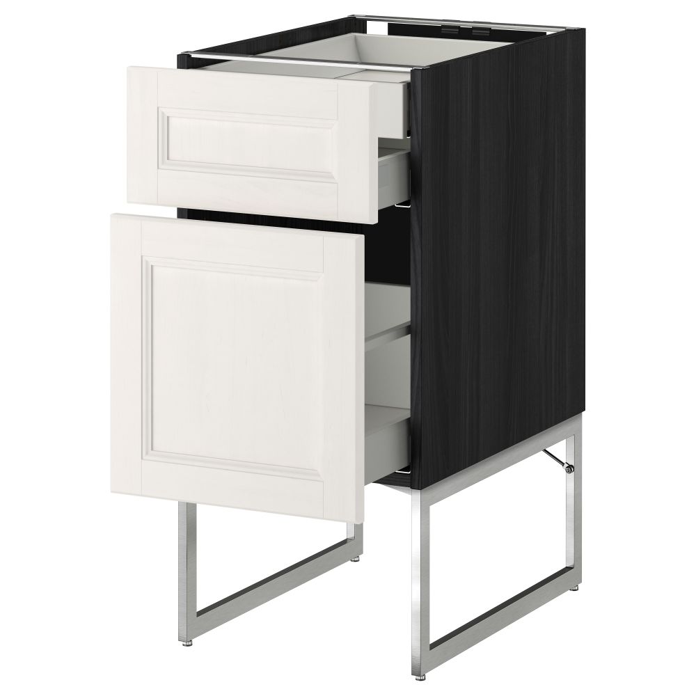 Напольный шкаф 2 фронтальных панели, 2 нижних,1 встроенный ящик МЕТОД / МАКСИМЕРА, черный, Лаксарби белый - схема-чертеж с размерами