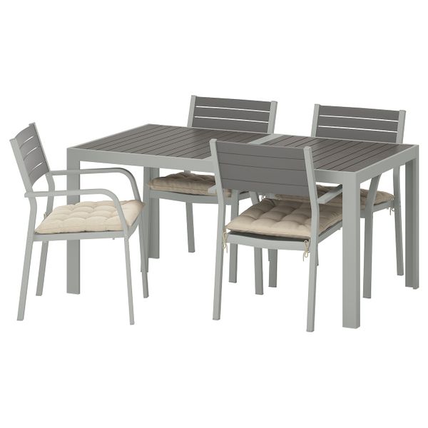 Стол + 4 кресла, для/сада, темно-серый/Холло бежевый 156x90 см IKEA ШЭЛЛАНД 792.927.22 - схема-чертеж с размерами