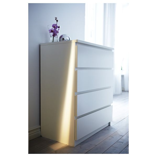 Комод с 4 ящиками, белый 80x100 см IKEA MALM МАЛЬМ 003.685.45 - схема-чертеж с размерами