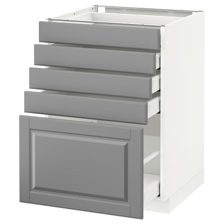 Напольный шкаф с 5 ящиками МЕТОД / МАКСИМЕРА, белый, Будбин серый