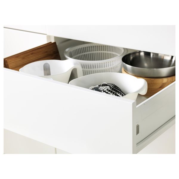 Высокий шкаф с полками/6 ящик, дверцами, 4 фронтальные панели МЕТОД / ФОРВАРА, черный, Будбин белый с оттенком - схема-чертеж с размерами