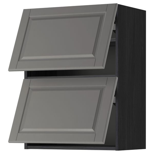 Навесной шкаф, 2 дверцы, горизонтальный МЕТОД, черный, Будбин серый - схема-чертеж с размерами