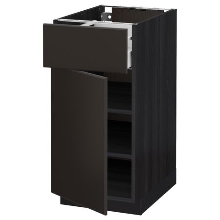 Напольный шкаф с ящиком/дверью, черный/Кунгсбакка антрацит 40x60 см IKEA МЕТОД / МАКСИМЕРА 392.205.91