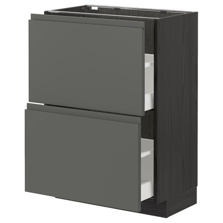 Напольный шкаф с 2 ящиками, черный/Воксторп темно-серый 60x37 см IKEA МЕТОД / МАКСИМЕРА 893.110.32