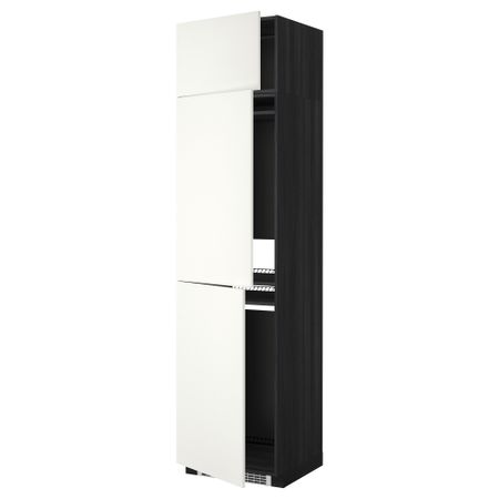Высокий шкаф для холодильника или морозильника, с 3 дверями МЕТОД, черный, Хэггеби белый (60x60x240 см)