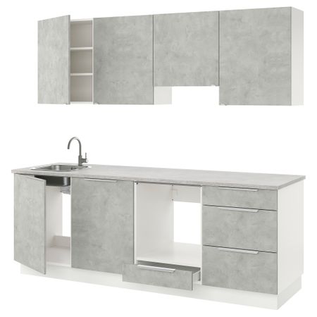 Кухня, 243x63.5x222 см, под бетон IKEA BEGIVENHET БЕГИВЕНХЕТ 793.379.28