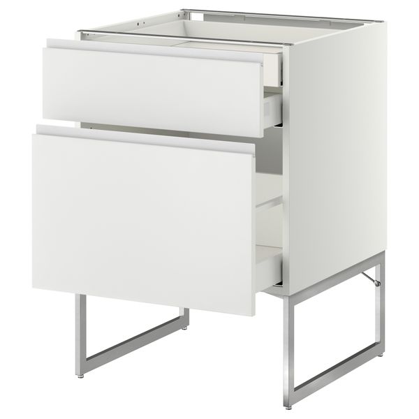 Напольный шкаф 2 фронтальных панели, 2 нижних,1 встроенный ящик МЕТОД / МАКСИМЕРА, белый, Нодста белый - схема-чертеж с размерами
