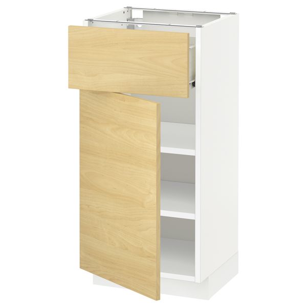 Напольный шкаф с ящиком, дверью МЕТОД / ФОРВАРА, белый, Тингсрид береза - схема-чертеж с размерами