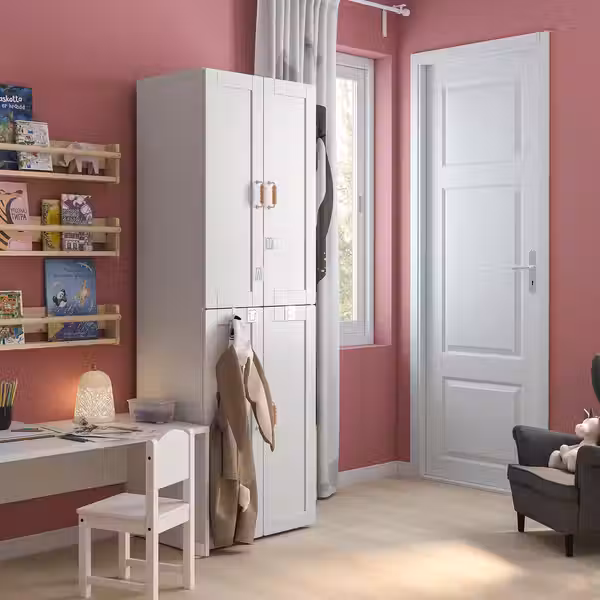 SMÅSTAD Гардероб - белый с рамой/с 2 платяными штангами 60x42x181 см - фото 2