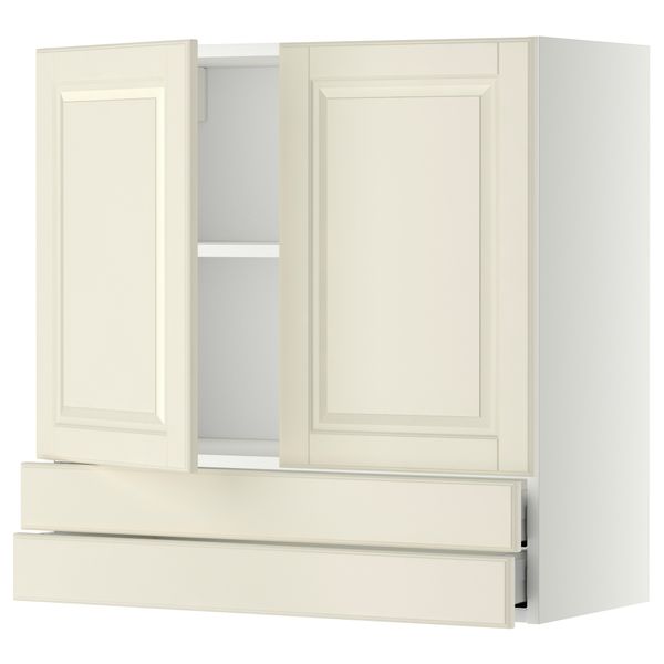 Навесной шкаф, 2 дверцы, 2 ящика МЕТОД / МАКСИМЕРА, белый, Будбин белый с оттенком - фото 1