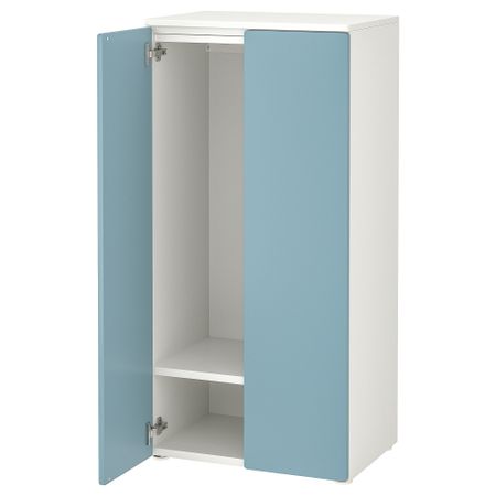Гардероб, белый, синий, 60x42x123 см IKEA PLATSA ПЛАТСАA ПЛАТСА, SMÅSTAD СМОСТАД 895.489.54