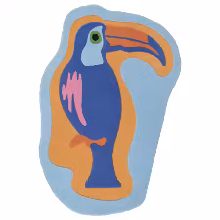 NATTHÄGER Ковер, короткий ворс - синий оранжевый/тукан 83x125 см