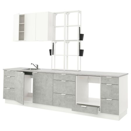 Кухня, 323x63.5x241 см, белый, под бетон белый IKEA BEGIVENHET БЕГИВЕНХЕТ 293.378.79
